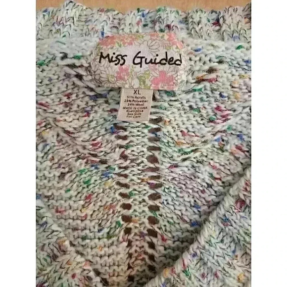 Miss Guided Womens XL Sweater Gray Knitted Short Sleeve V Neck Pullover - Picture 3 of 3